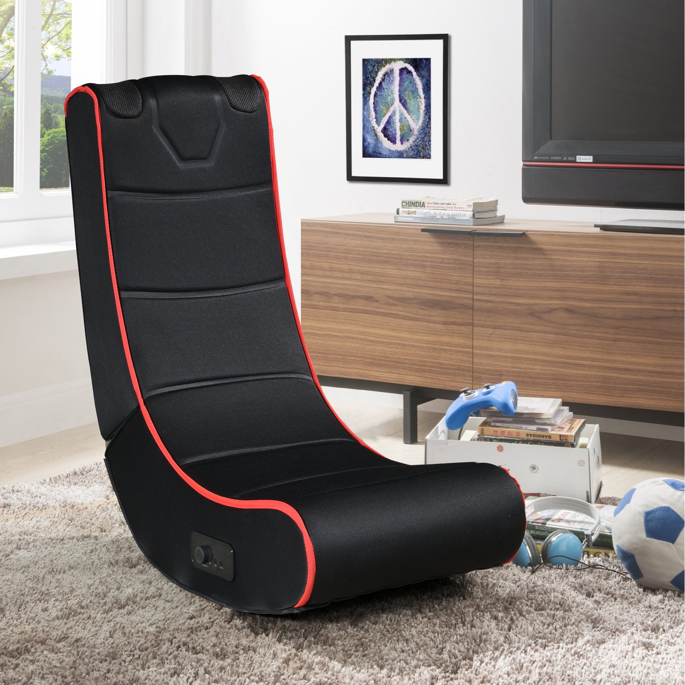 Foldable Gaming Chair with Built-in Bluetooth Music Speakers