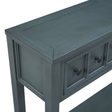 Cargar imagen en el visor de la galería, TREXM Mesa consola de entrada rústica, mesa de sofá de 60&quot; de largo con dos cajones de diferentes tamaños y estante inferior para almacenamiento (azul marino)
