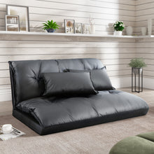 Cargar imagen en el visor de la galería, Orisfur. Lazy Sofa Sofá futón plegable ajustable Sofá para videojuegos con dos almohadas (negro)
