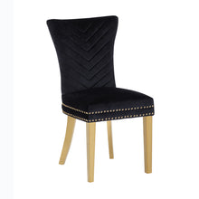 Carica l&#39;immagine nel visualizzatore di Gallery, Eva 2 Piece Gold Legs Dining Chairs Finished with Black Velvet Fabric
