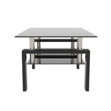 Carica l&#39;immagine nel visualizzatore di Gallery, Modern Rectangle Black Glass Coffee Table (Side/Center Table for Living Room)

