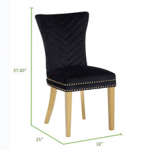 Charger l&#39;image dans la galerie, Eva 2 Piece Gold Legs Dining Chairs Finished with Black Velvet Fabric
