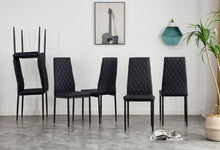 Carica l&#39;immagine nel visualizzatore di Gallery, Black PU Leather Kitchen and Dining Chairs (Set of 6)
