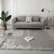 Load image into Gallery viewer, Light Gray Ultra Soft Fluffy Faux Fur Sheepskin Rectangular Area Rug
