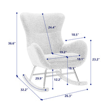 Load image into Gallery viewer, Teddy Fabric Padded Seat Rocking Chair With High Backrest And Armrests
