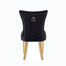 Charger l&#39;image dans la galerie, Eva 2 Piece Gold Legs Dining Chairs Finished with Black Velvet Fabric
