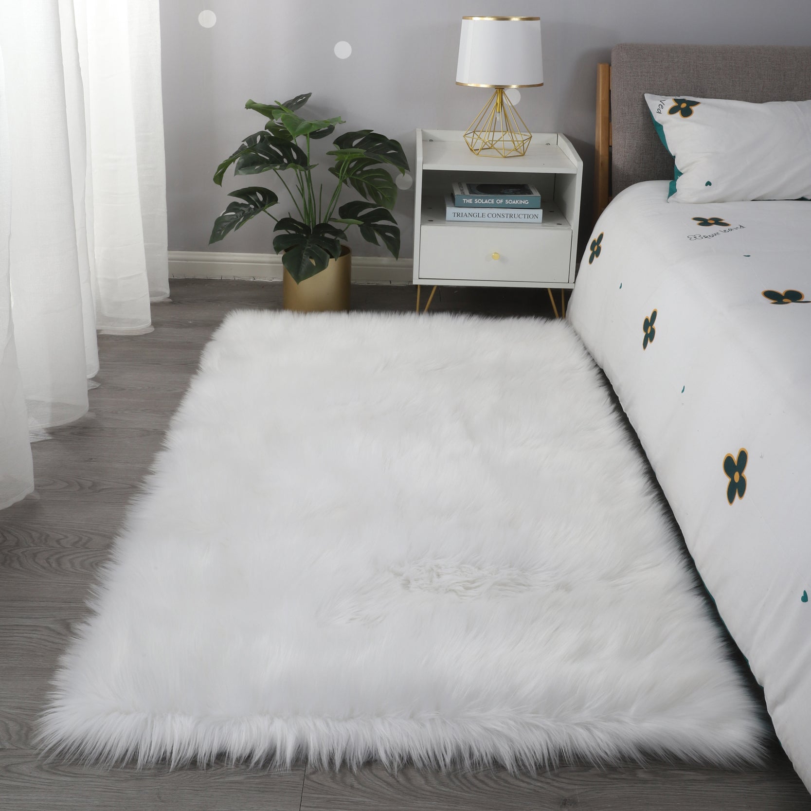 White Ultra Soft Fluffy Faux Fur Sheepskin Area Rug