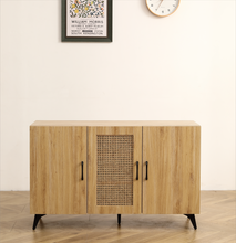 Charger l&#39;image dans la galerie, Three Door 45.3 inch Storage Cabinet with Natural Rattan Mesh
